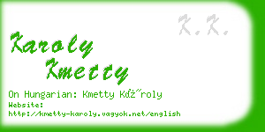 karoly kmetty business card